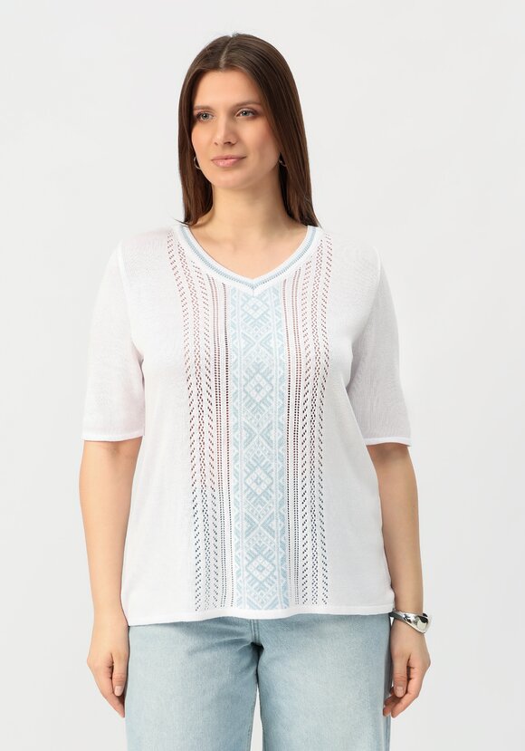 Пуловер с узором на передней полочке шир.  580, рис. 21