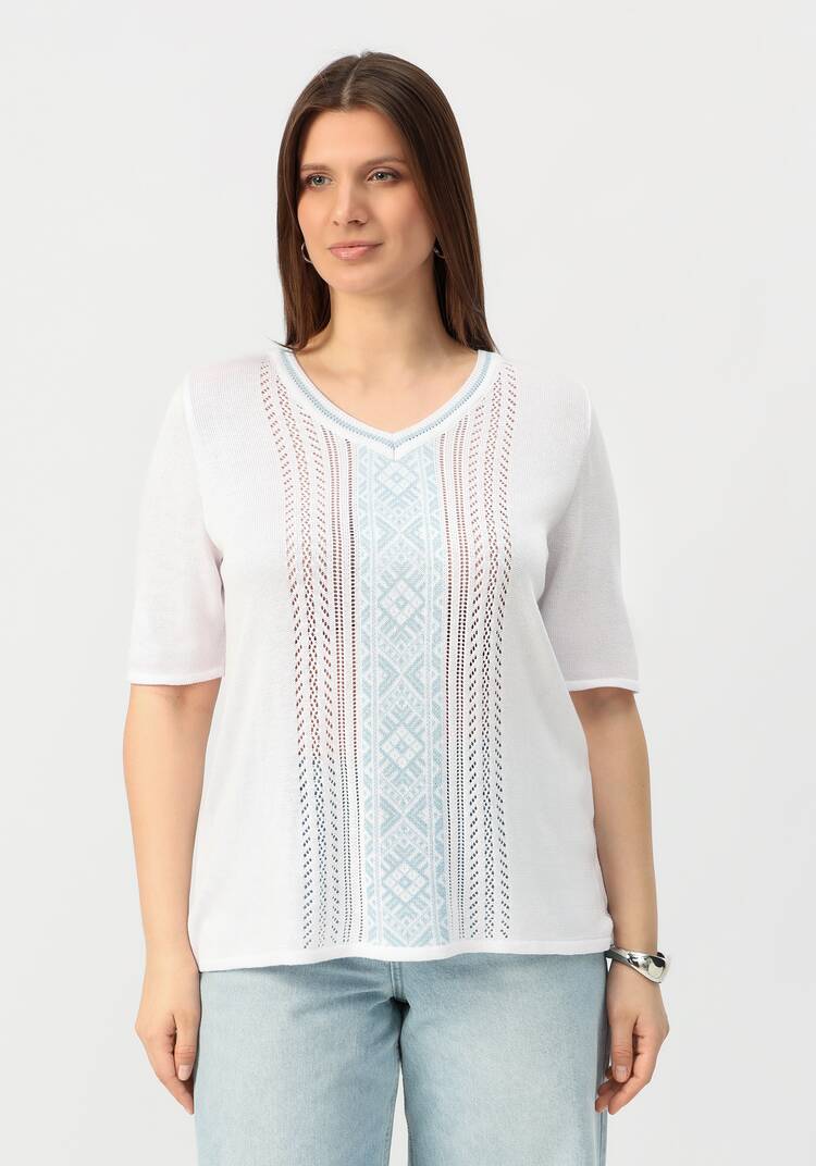 Пуловер с узором на передней полочке шир.  750, рис. 21