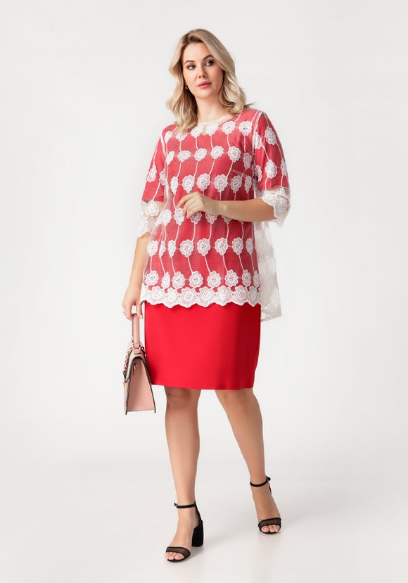 Платье двойка с гипюровой накидкой шир.  580, рис. 19