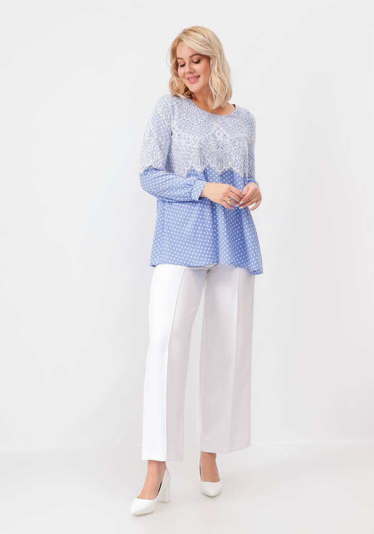 Блуза с ажурным кружевом в горох шир.  750, рис. 7