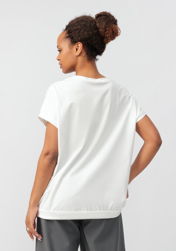 Блуза с принтом и ажурными вставками шир.  580, рис. 13