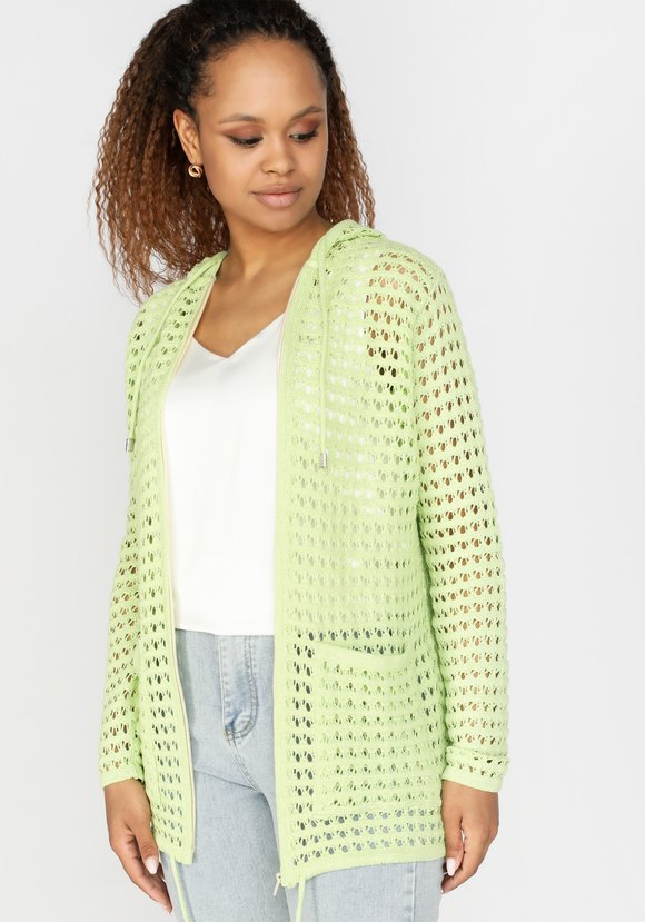 Кардиган вязаный с капюшоном на молнии шир.  580, рис. 22