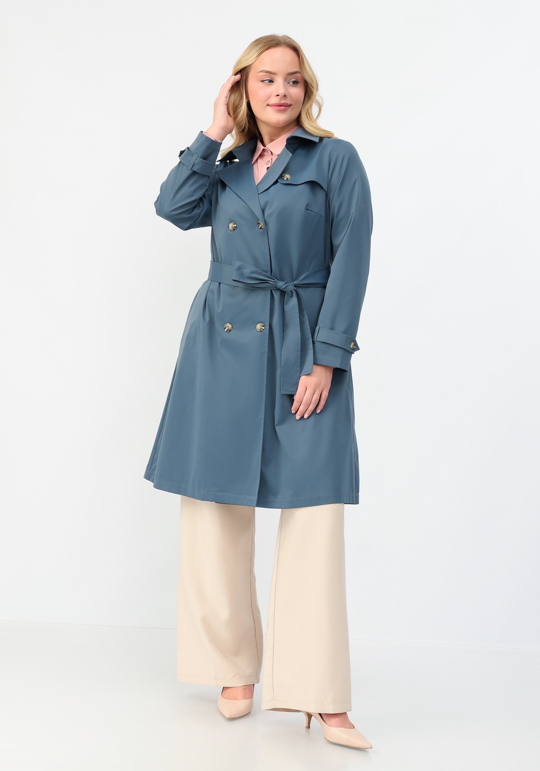 Тренч двубортный на пуговицах
