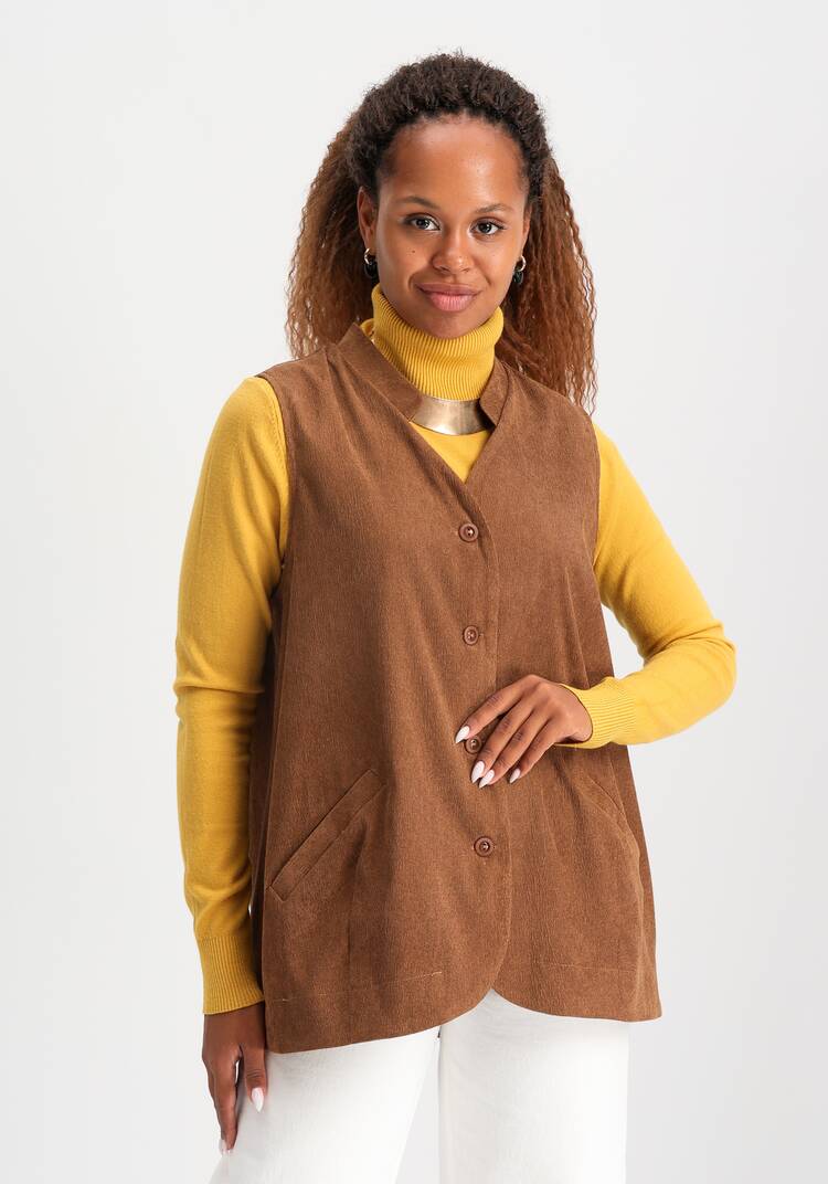 Жилет из вельвета с карманами шир.  750, рис. 9