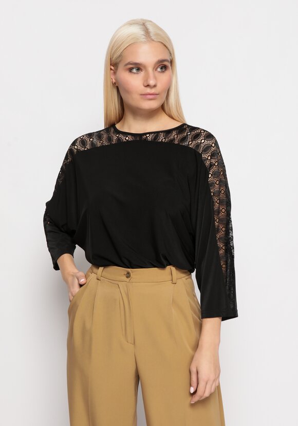 Блуза со вставкой из кружева шир.  580, рис. 1