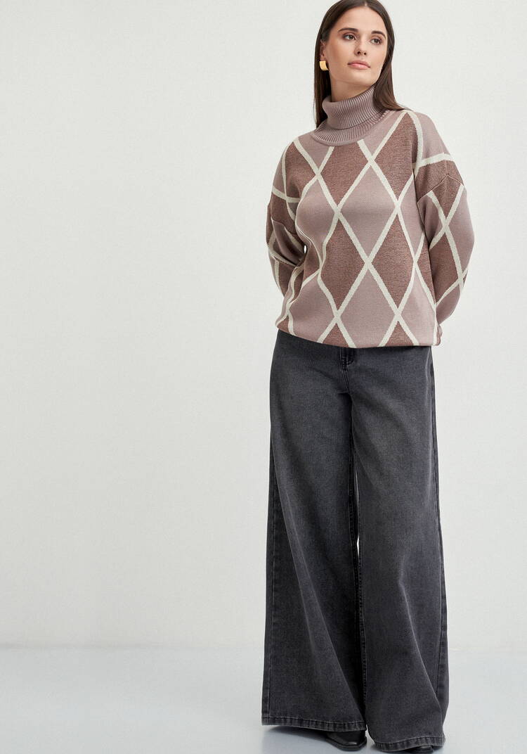 Свитер с рисунком ромбы и метанитью шир.  750, рис. 8