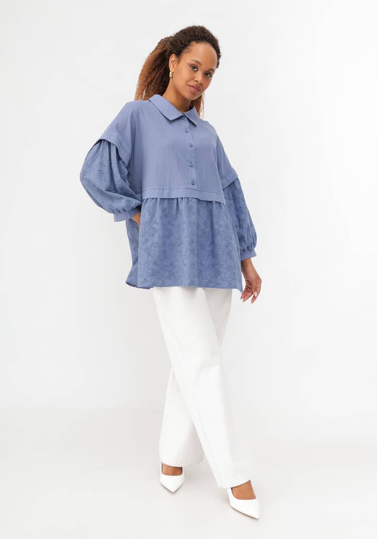 Блуза ажурная с отрезной кокеткой шир.  750, рис. 14