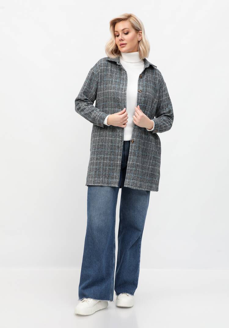 Рубашка в клетку удлиненная с поясом шир.  750, рис. 8