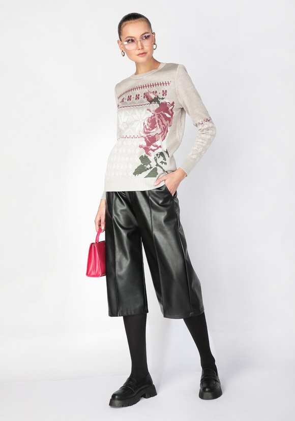 Джемпер женский с крупной розой шир.  580, рис. 9