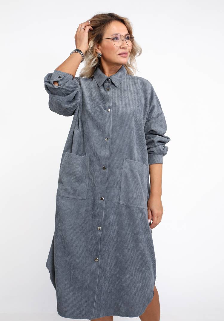 Платье-рубашка из крупного вельвета шир.  750, рис. 3