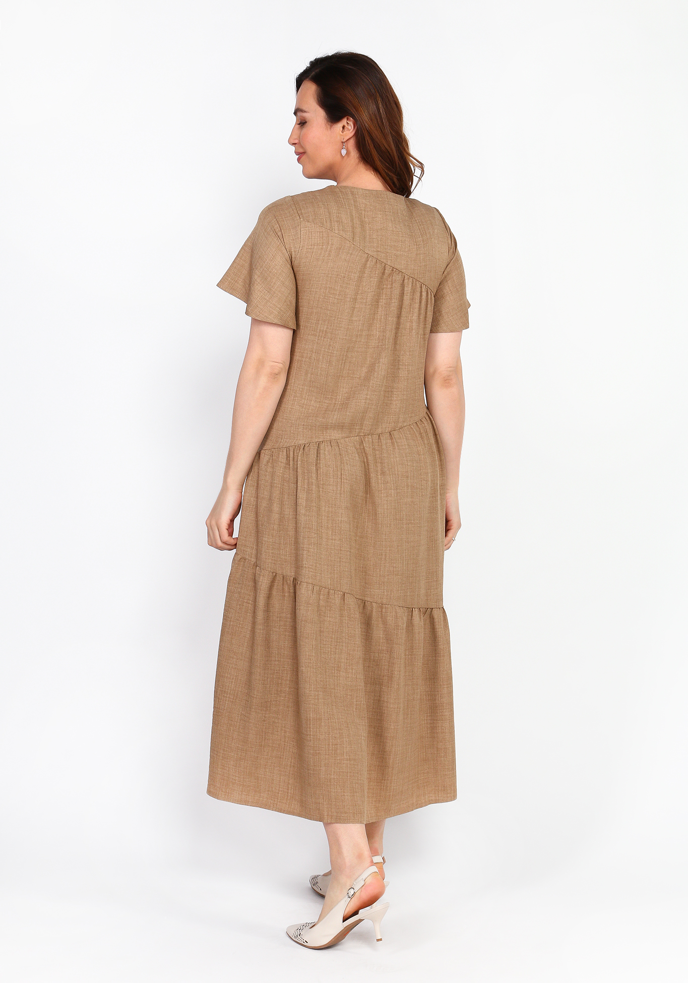 Платье c асимметричными воланами Frida, размер 48, цвет коричневый - фото 7