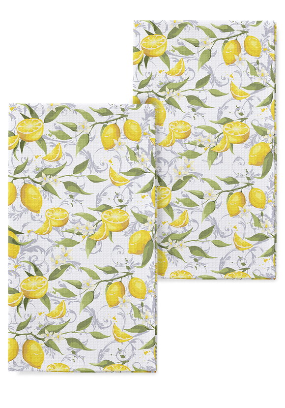 Полотенце вафельное Лимонный сад, 2 шт. шир.  580, рис. 1