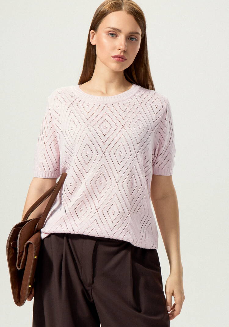 Джемпер с коротким рукавом ажурный шир.  750, рис. 19