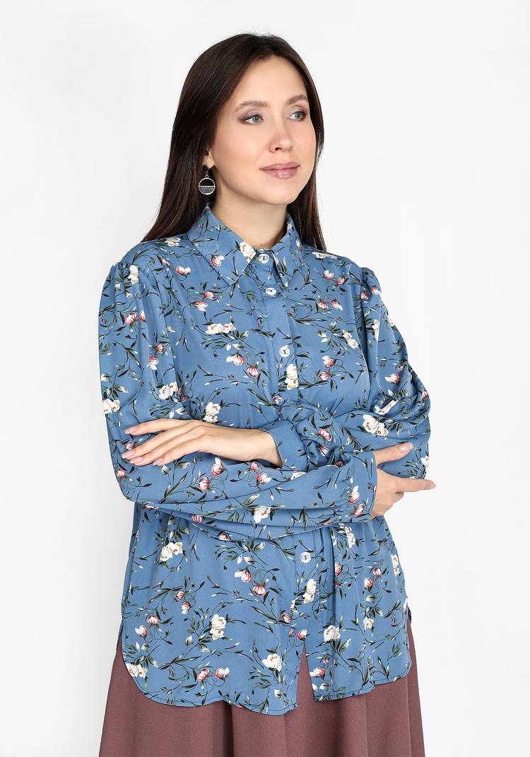 Блуза принтованная с длинным рукавом шир.  750, рис. 5