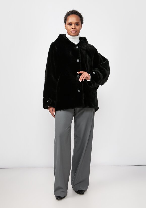 Полупальто из экомеха Моника шир.  580, рис. 9