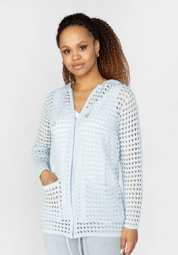 Кардиган вязаный с капюшоном на молнии шир.  750, рис. 12