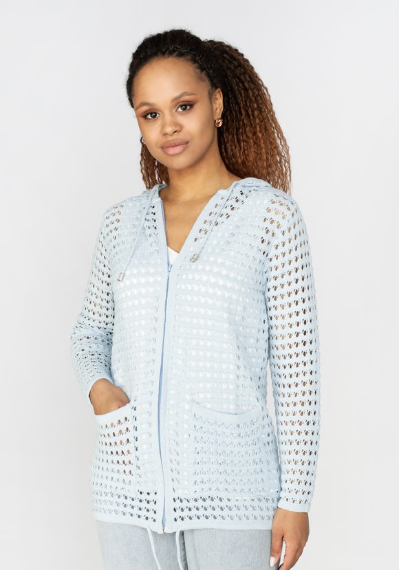 Кардиган вязаный с капюшоном на молнии шир.  580, рис. 12