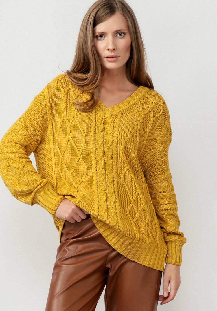 Джемпер с V-образным вырезом и косами шир.  750, рис. 14