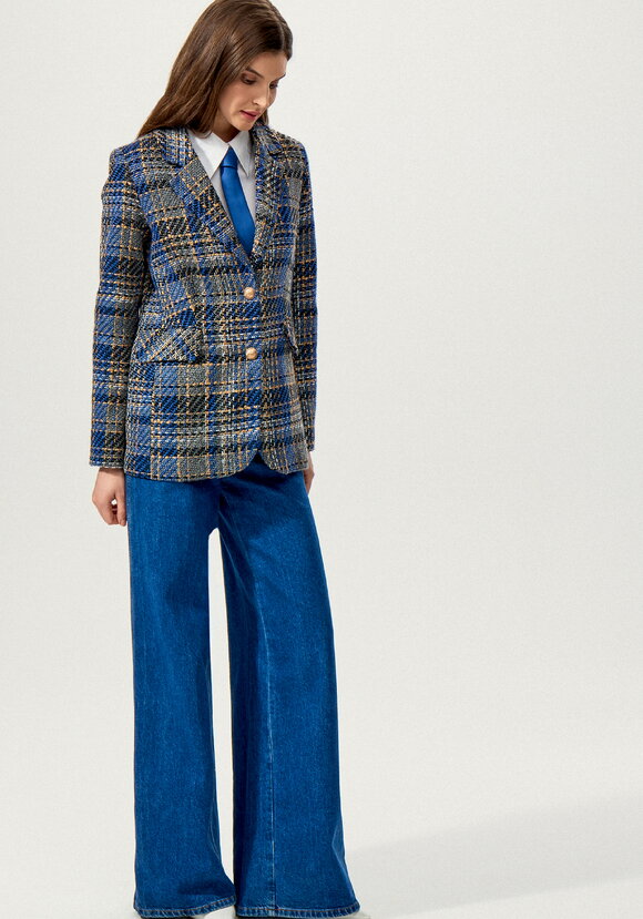 Пиджак из твида в клетку на подкладе шир.  580, рис. 26