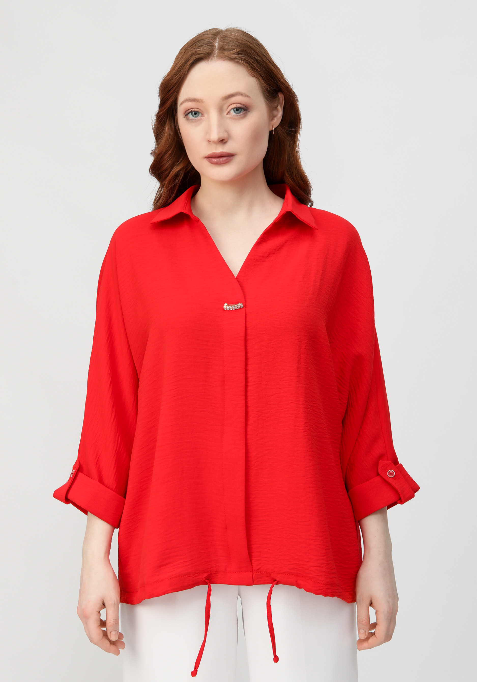Блуза с патой на рукавах VeraVo, цвет бежевый, размер 56 - фото 5