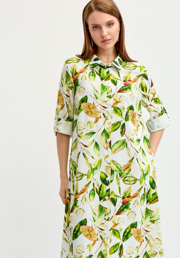 Платье-рубашка изо льна с принтом шир.  580, рис. 2