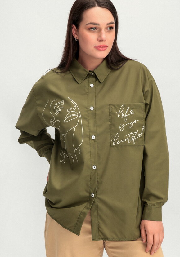 Рубашка с принтом на передней полочке шир.  580, рис. 48