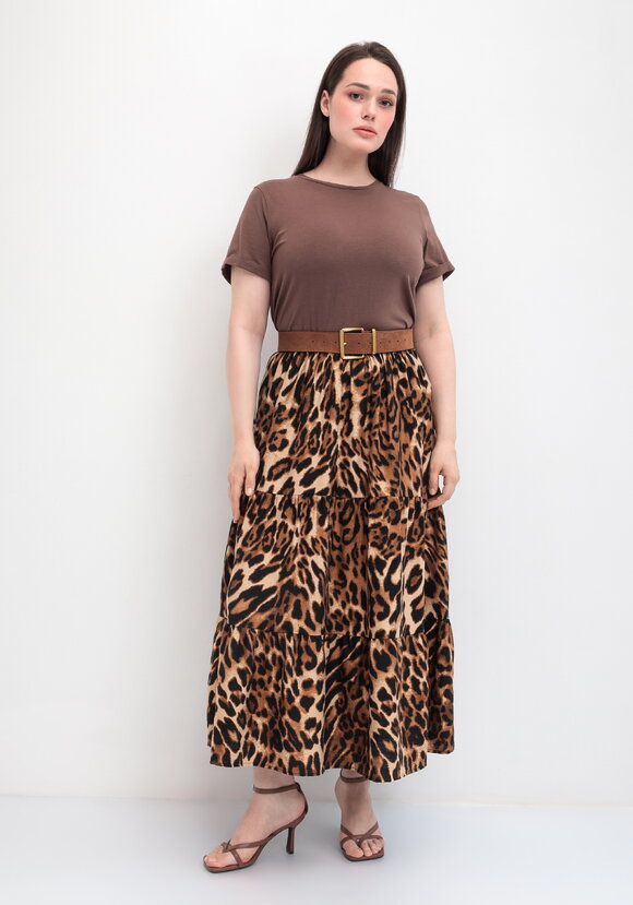 Юбка леопардовая миди шир.  580, рис. 1