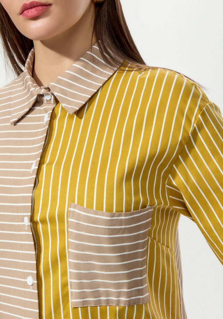 Рубашка в полоску колор-блок шир.  750, рис. 13