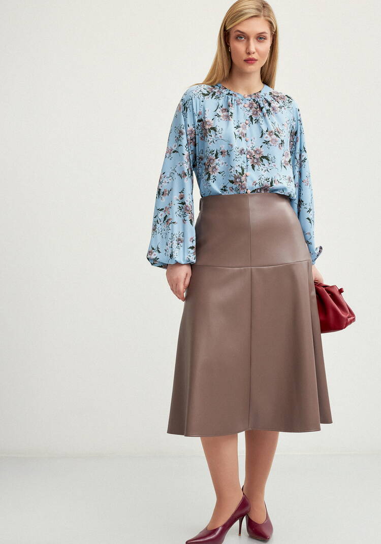 Блуза с цветочным принтом на пугoвицах шир.  750, рис. 2