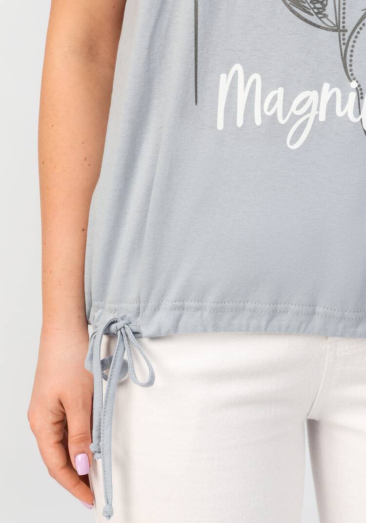 Блуза с цветочным принтом и кулиской по низу шир.  750, рис. 32