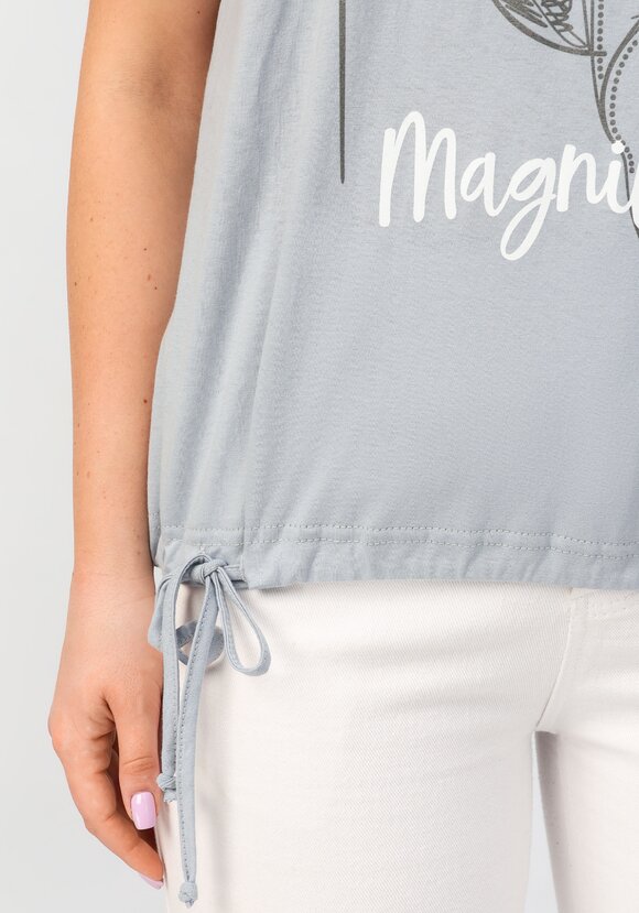 Блуза с цветочным принтом и кулиской по низу шир.  580, рис. 32