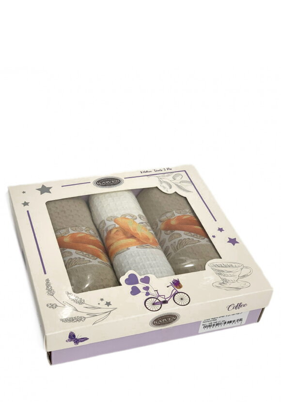 Полотенца вафельные в коробке, 3 шт. шир.  580, рис. 3