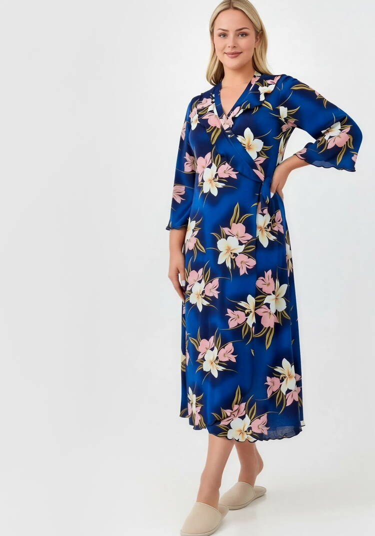 Халат на запах с цветами шир.  750, рис. 5