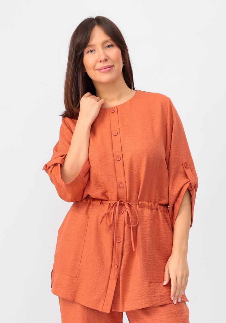 Кардиган на пуговицах с кулиской по талии шир.  750, рис. 29