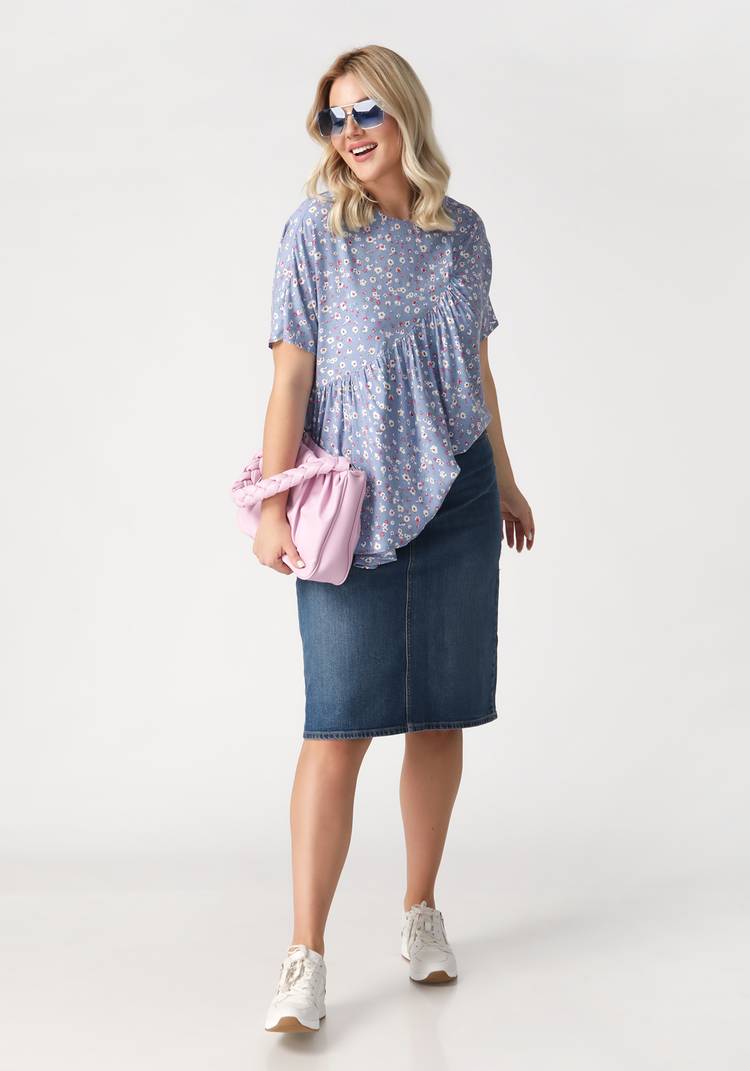 Блуза асимметричная с принтом цветы шир.  750, рис. 8