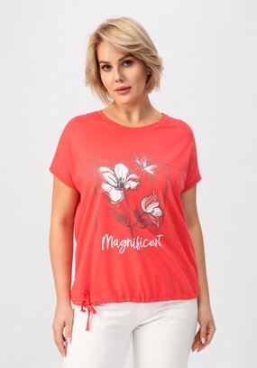 Блуза с цветочным принтом и кулиской по низу