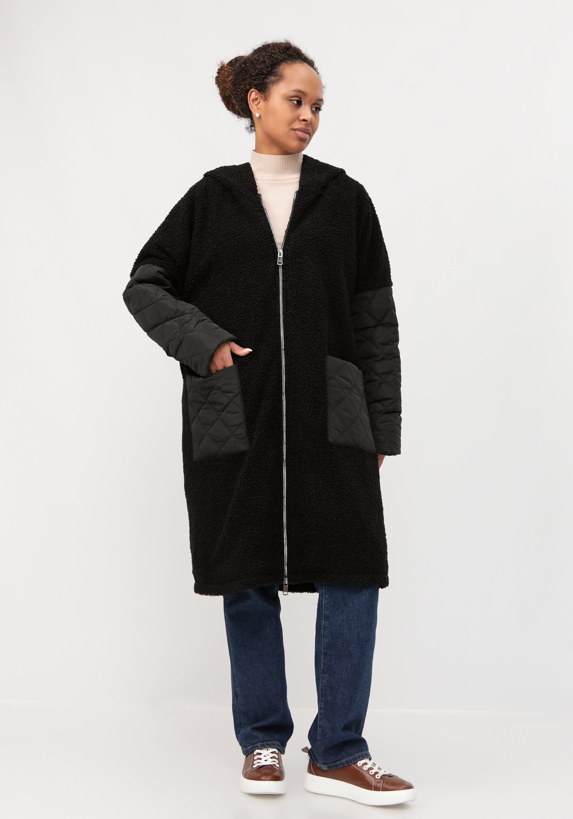 Пальто "Севиль" ZORY, цвет черный, размер 64-66 - фото 2