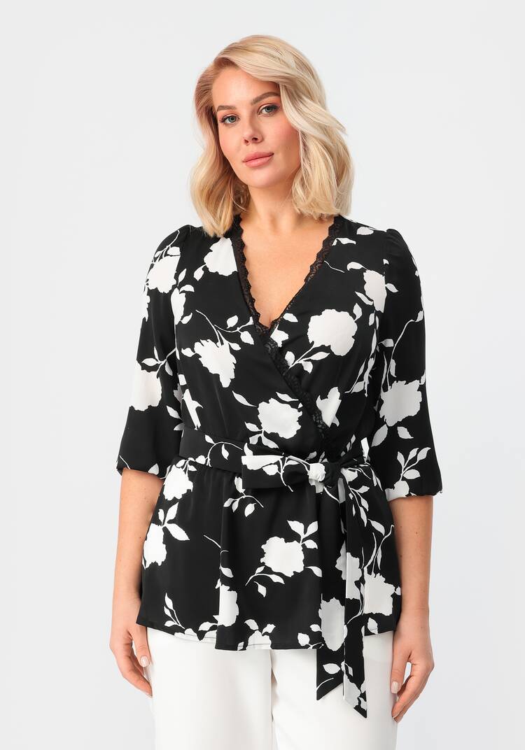 Блуза на запах с кружевом шир.  750, рис. 14