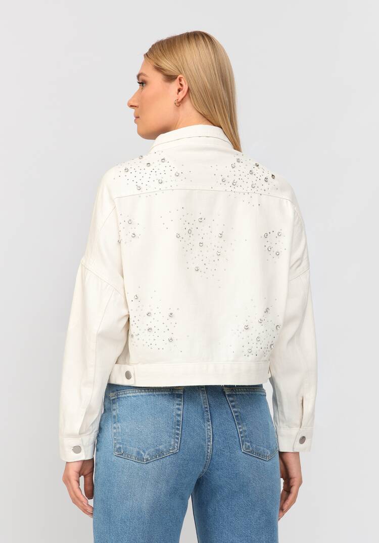 Джинсовая куртка со стразами шир.  750, рис. 3