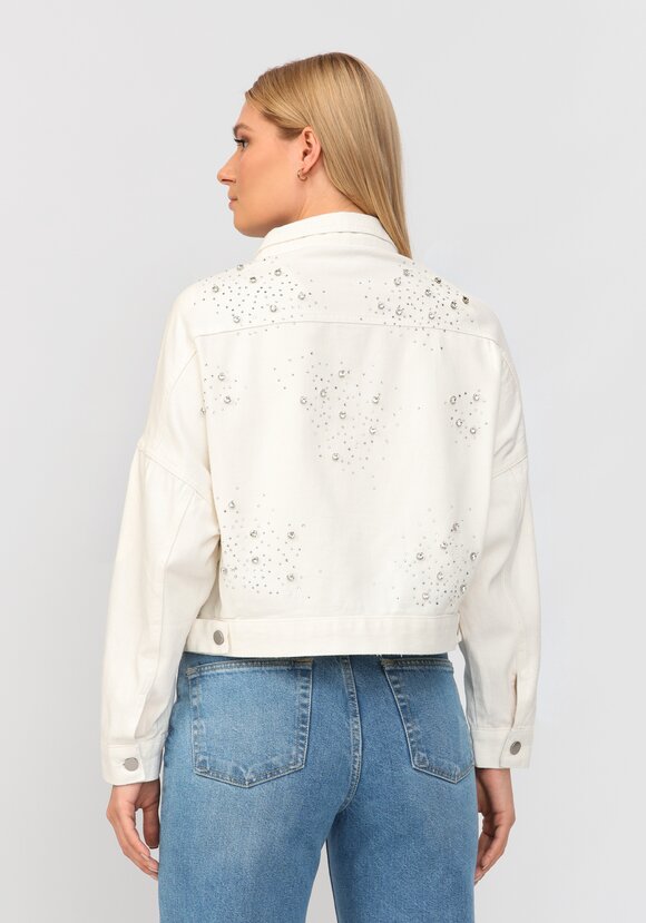 Джинсовая куртка со стразами шир.  580, рис. 3