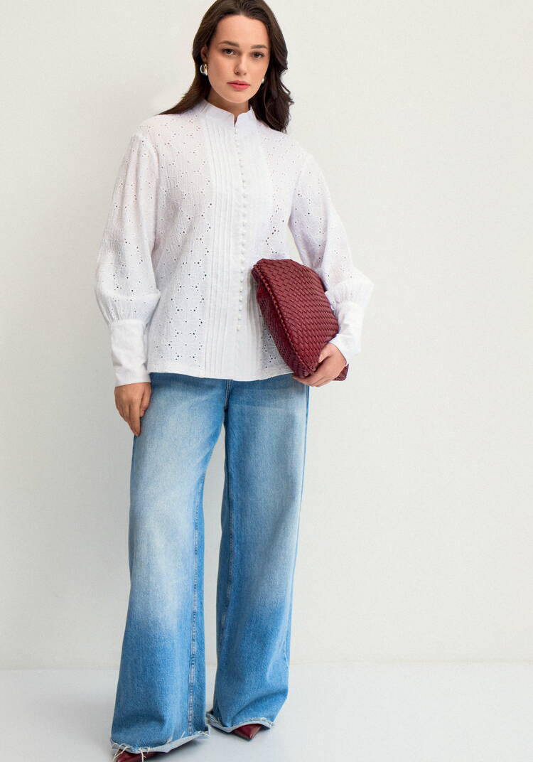 Блуза из шитья с жемчужными пуговицами шир.  750, рис. 25