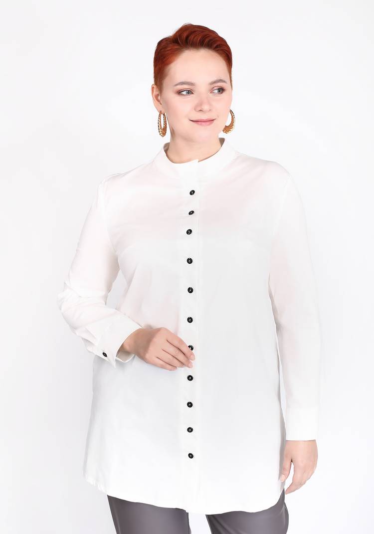 Блуза на пуговицах с воротником-стойкой шир.  750, рис. 1