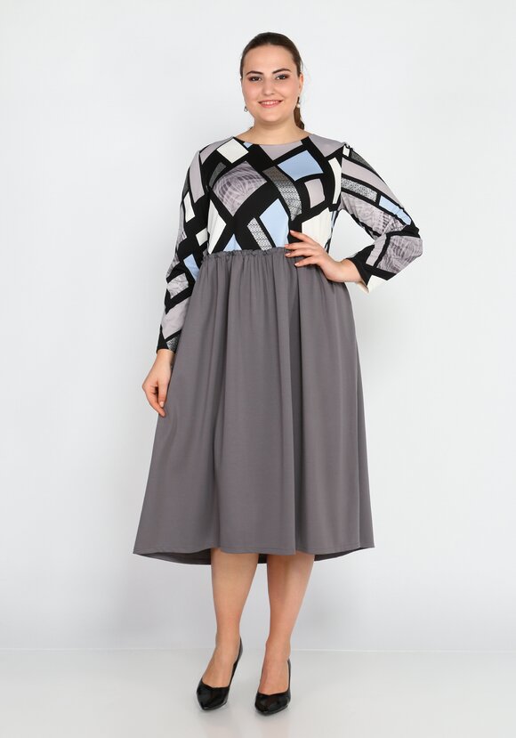 Платье контрастное миди шир.  580, рис. 1