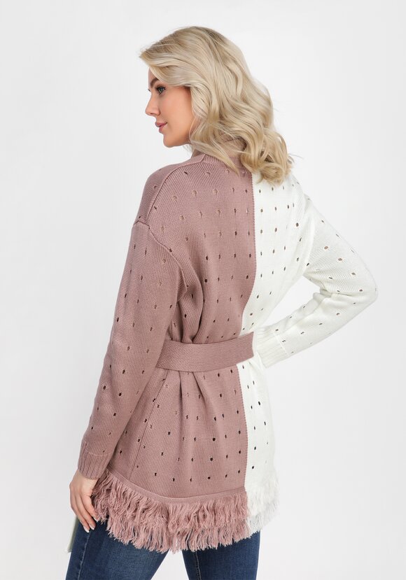 Кардиган с бахромой и поясом шир.  580, рис. 3