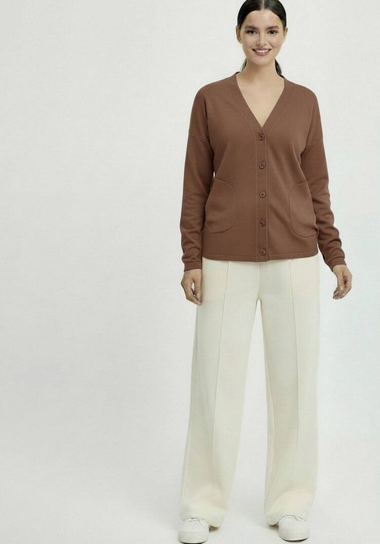 Кардиган на пуговицах утепленный шир.  750, рис. 17