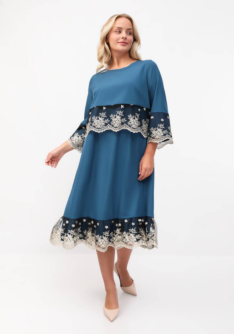 Платье с отделкой кружевом шир.  750, рис. 19