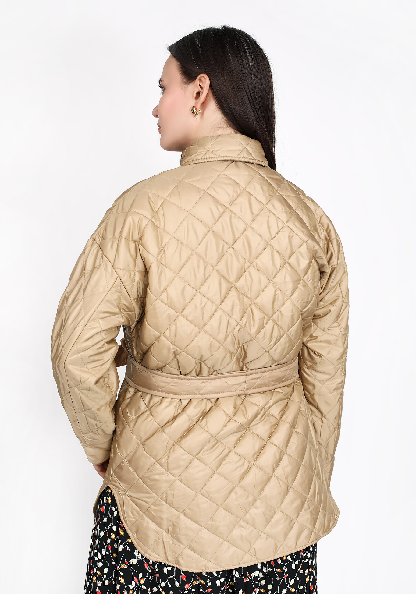 Куртка стеганая с карманами и поясом, размер 50, цвет коричневый - фото 10