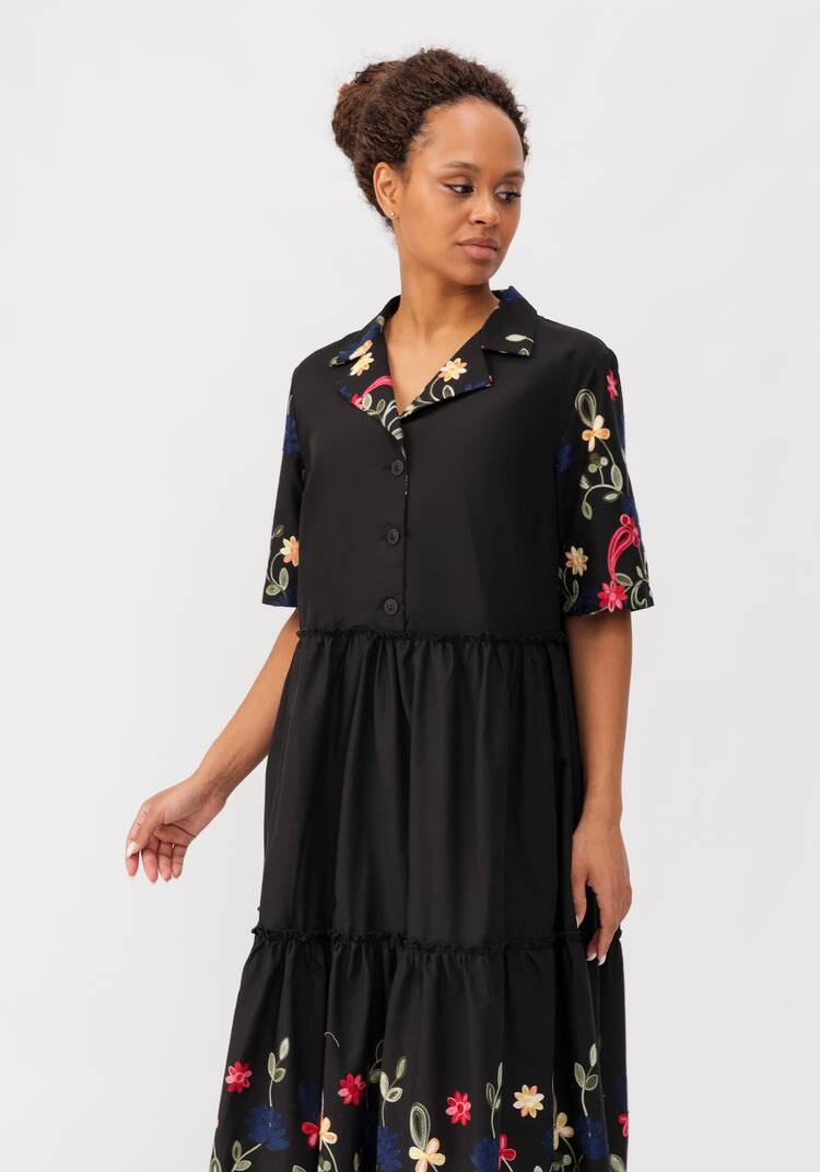 Платье ярусное с цветочной вышивкой шир.  750, рис. 8