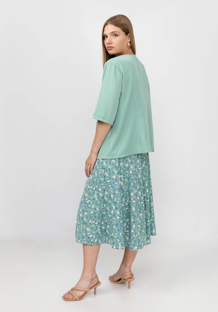 Комплект: блузат+юбка c цветочным принтом шир.  750, рис. 23