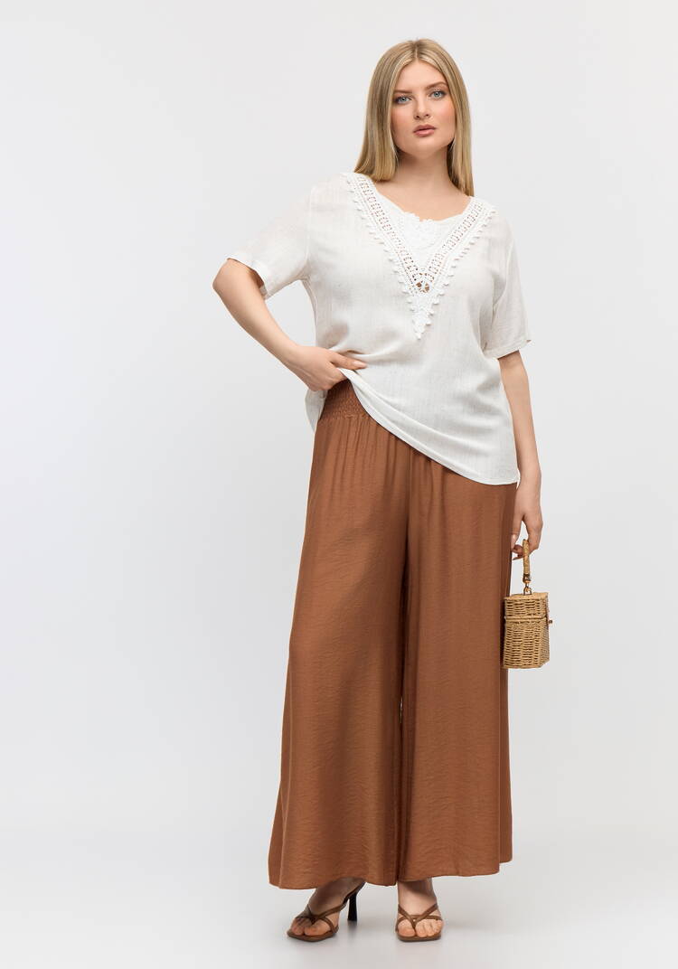 Блуза с кружевной отделкой свободного кроя шир.  750, рис. 2